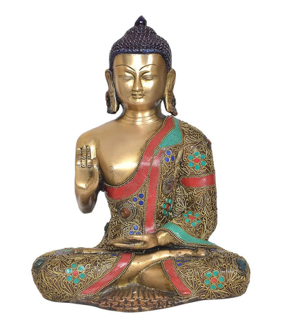 Brassaura® Brass Dhyan Mudra Buddha Statue | Height 12.5 Inches