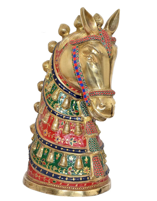 Brassaura® Brass Horse Head Statue | Height 23 Inches