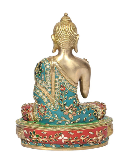 Brassaura® Brass Buddha Idol in Abhaya Mudra | Height 9 Inches