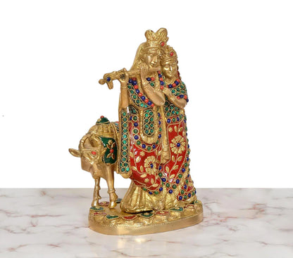 Brassaura® Brass Radha Krishna Idol | Height 9.5 Inches