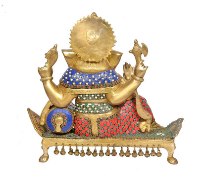 Brassaura® Brass Sitting Lord Ganesha Idol | Height 16 Inches