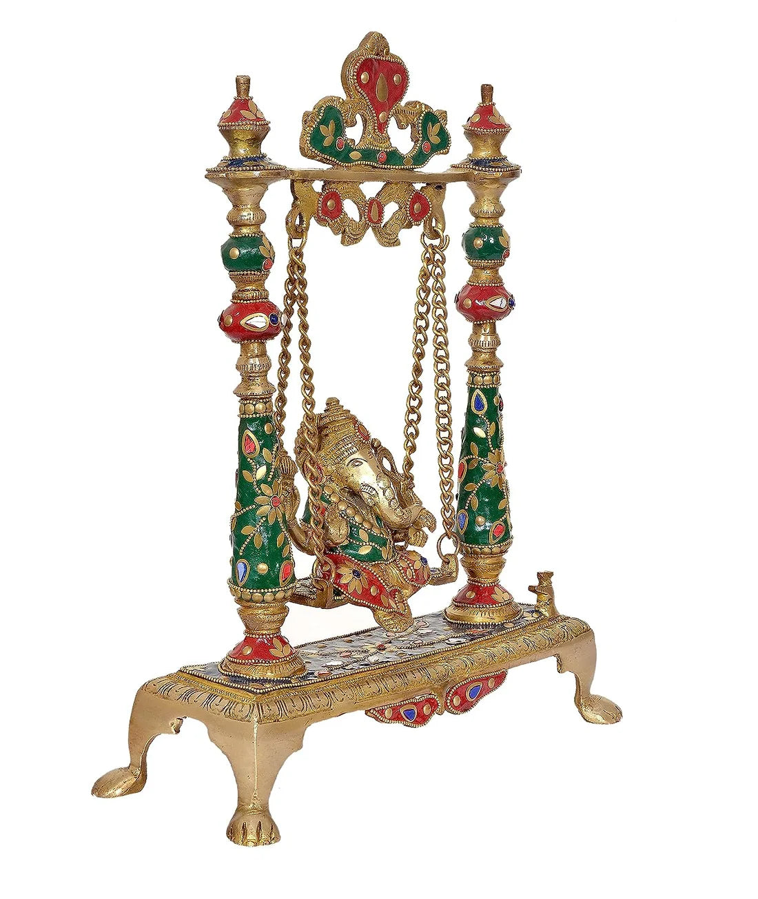 Brassaura® Brass Ganesha Swing Idol Statue | Height 16.5 Inches