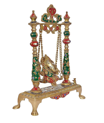 Brassaura® Brass Ganesha Swing Idol Statue | Height 16.5 Inches
