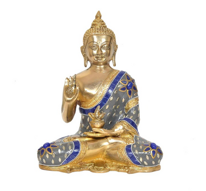 Brassaura® Brass Buddha Idol in Abhaya Mudra | Height 10 Inches