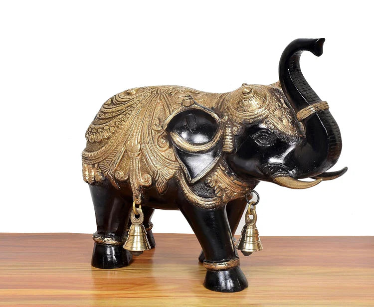 Brassaura® Brass Elephant Pair Statue | Height 12 Inches