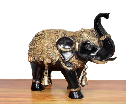 Brassaura® Brass Elephant Pair Statue | Height 12 Inches