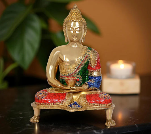Brassaura® Brass Buddha Statue | Height 19.5 Inches