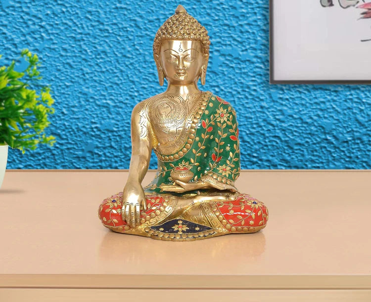 ब्रासोरा® वृंदावन वेणुगोपाल कृष्ण पीतल की प्रतिमा मोर के साथ | एंटीक नीला और सुनहरा रंग | ऊँचाई 20 इंच