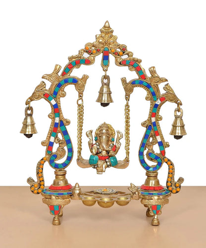 Brassaura® Brass Ganesh Jhula Idol | Height 14 Inches