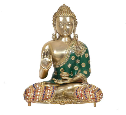 Brassaura® Brass Standing Buddha Idol in Abhaya Mudra | Height 20 Inches