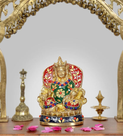 Brassaura® Brass Kubera Idol | 5.5 Inch Golden God of Wealth Statue | Handcrafted Brass Murti for Home & Mandir