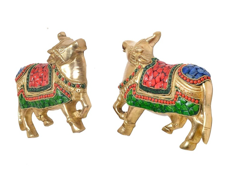 Brassaura® Brass Kamdhenu Cow Pair Wall Hanging | Height 7.5 Inches