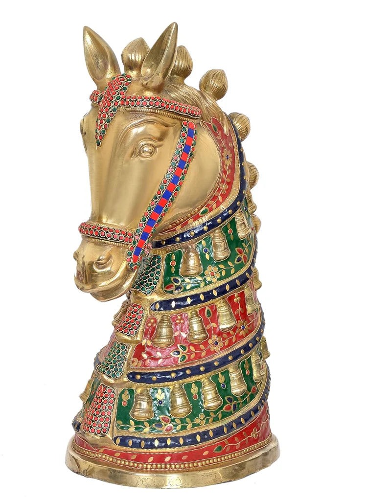 Brassaura® Brass Horse Head Statue | Height 23 Inches
