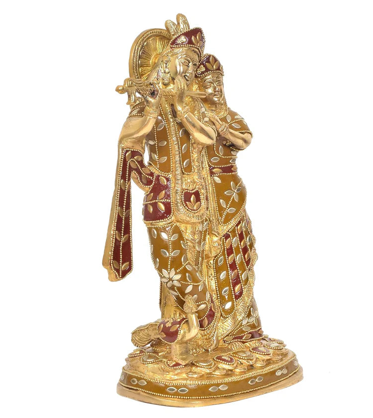 Brassaura® Brass Standing Radha Krishna Idol | Height 12 Inches