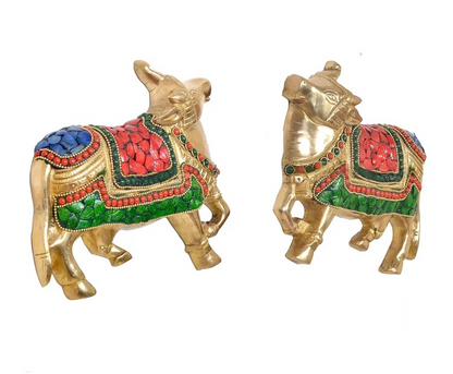 Brassaura® Brass Kamdhenu Cow Pair Wall Hanging | Height 7.5 Inches