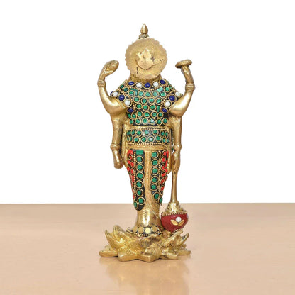 Brassaura® Brass Lord Vishnu Standing Idol | Height 8 Inches