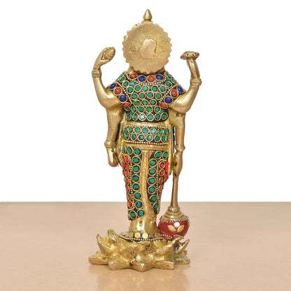 Brassaura® Brass Lord Vishnu Standing Idol | Height 8 Inches