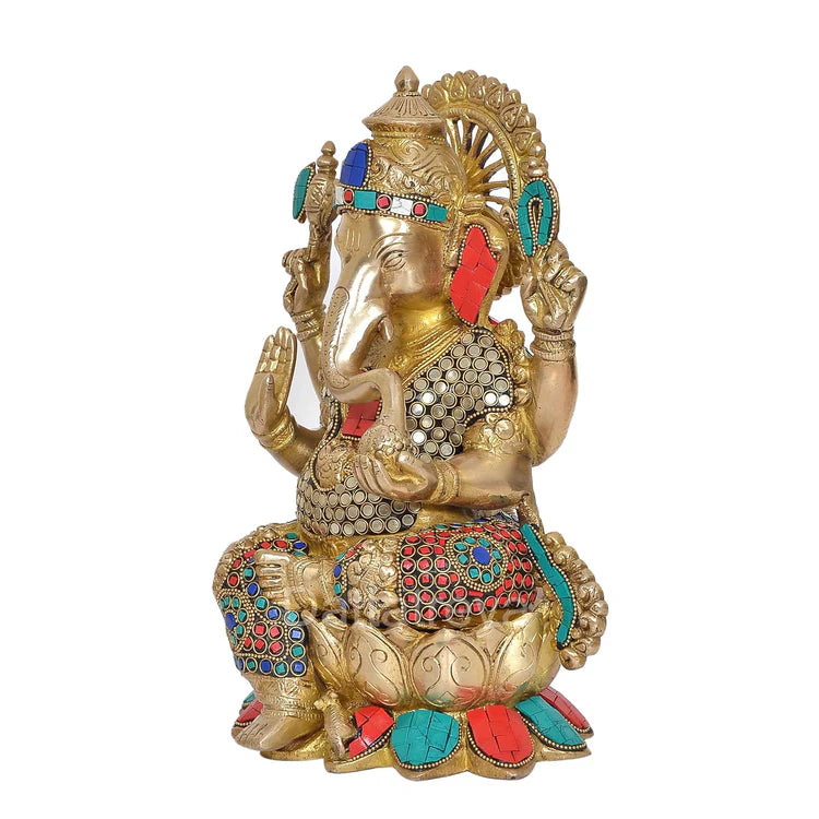 Brassaura® Brass Mangalkari Ganesh Statue | Height 12 Inches