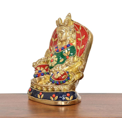 Brassaura® Brass Kubera Idol | 5.5 Inch Golden God of Wealth Statue | Handcrafted Brass Murti for Home & Mandir