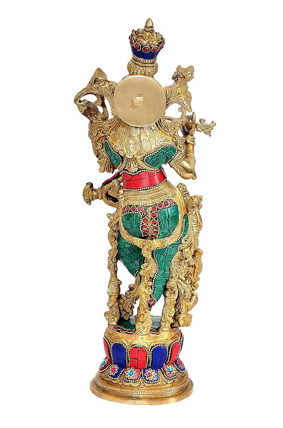 Brassaura® Brass Lord Krishna Idol Statue | Height 15 Inches