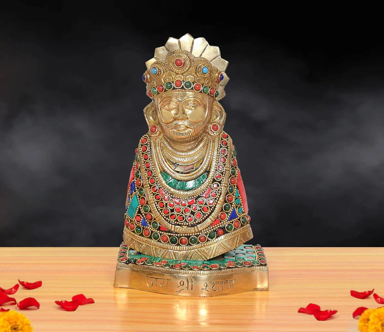 Brassaura® Brass Khatu Shyam Ji Idol | Height 8 Inches