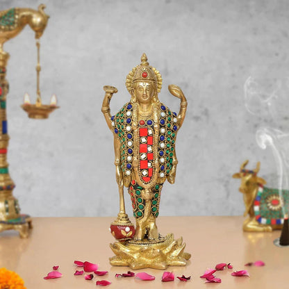 Brassaura® Brass Lord Vishnu Standing Idol | Height 8 Inches