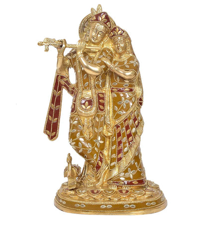 Brassaura® Brass Standing Radha Krishna Idol | Height 12 Inches