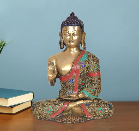 Brassaura® Brass Dhyan Mudra Buddha Statue | Height 12.5 Inches