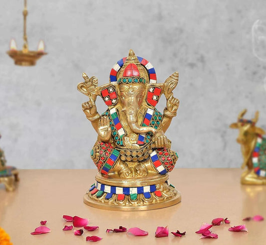 Brassaura® Brass Lord Ganesha Idol | Height 8 Inches