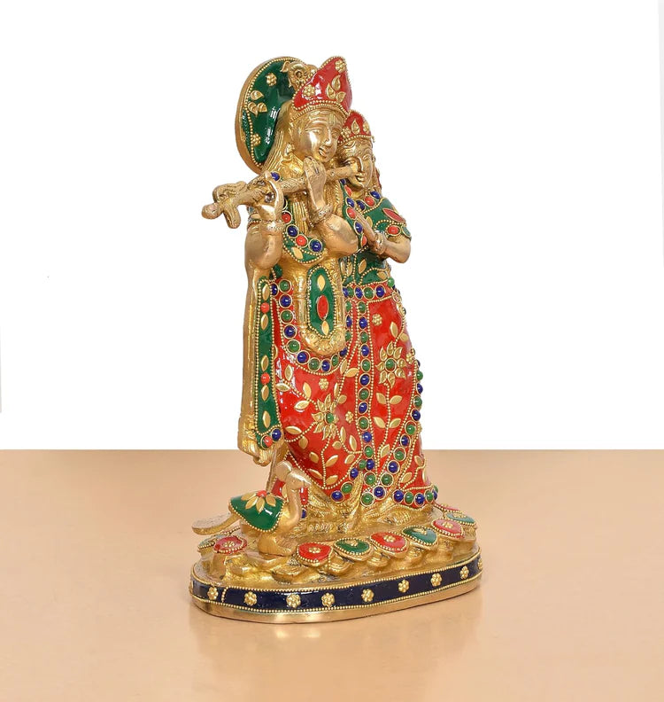 Brassaura® Brass Radha Krishna Idol | Height 11 Inches