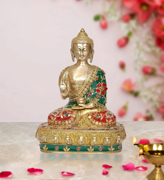 Brassaura® Brass Buddha Statue | Height 9.5 Inches