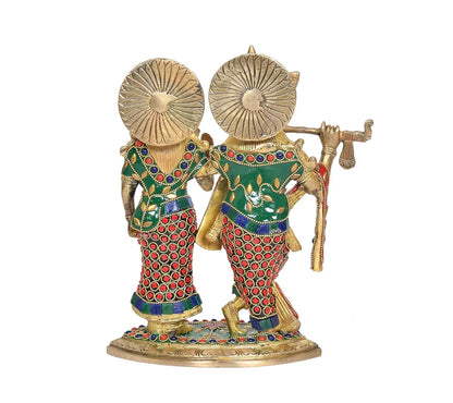 Brassaura® Brass Lord Krishna Idol with Peacock Design | Height 10 Inches