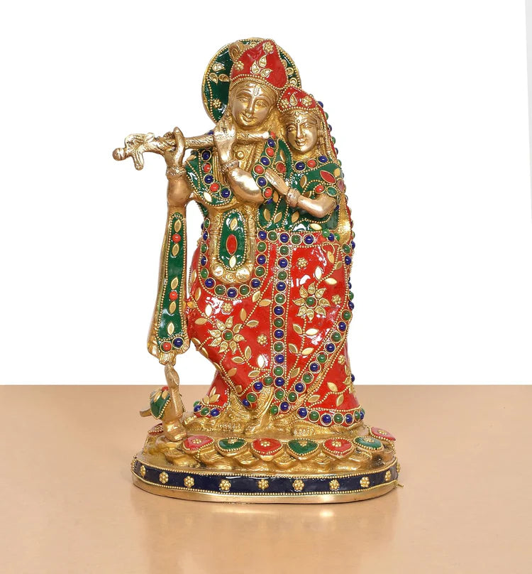 Brassaura® Brass Radha Krishna Idol | Height 11 Inches
