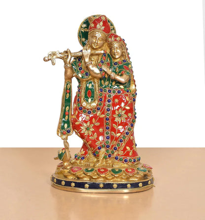 Brassaura® Brass Radha Krishna Idol | Height 11 Inches