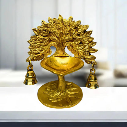 Brass Tree Diya Weight 1.3 Kg & Height 7 Inch