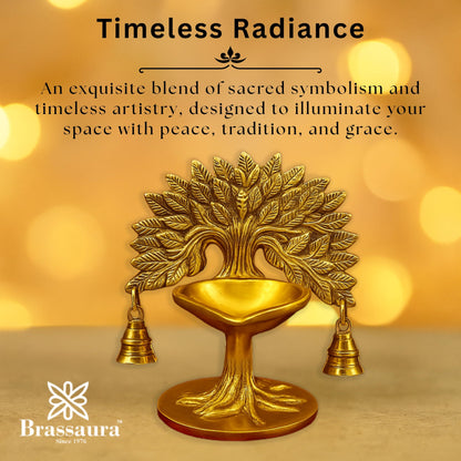 Brass Tree Diya Weight 1.3 Kg & Height 7 Inch