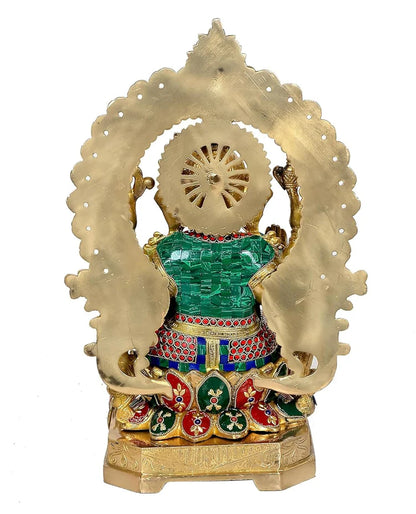 Brassaura® Brass Ganesha Statue with Kirtimuka Frame | Height 17.5 Inches