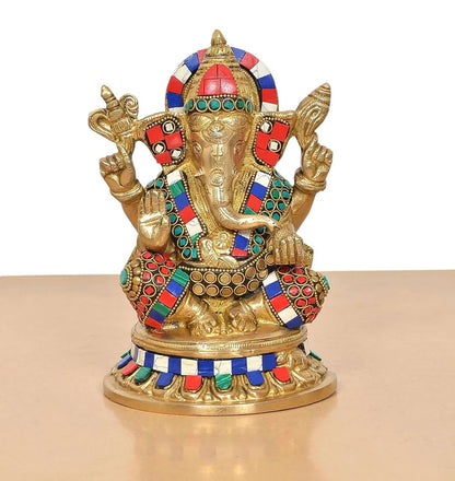 Brassaura® Brass Lord Ganesha Idol | Height 8 Inches