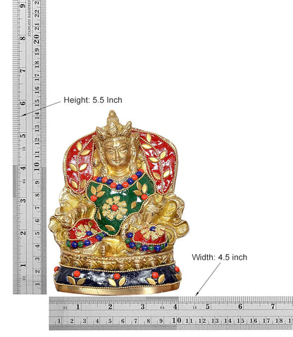 Brassaura® Brass Kubera Idol | 5.5 Inch Golden God of Wealth Statue | Handcrafted Brass Murti for Home & Mandir