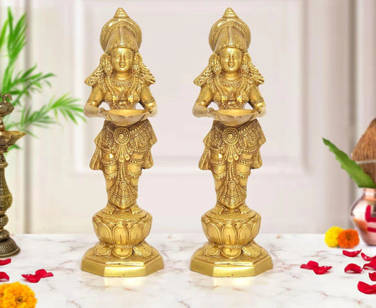 Brassaura® Brass Deep Lakshmi Pair | Height 13 Inches