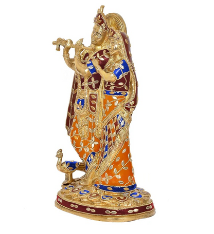 Brassaura® Brass Standing Radha Krishna Idol | Height 12 Inches