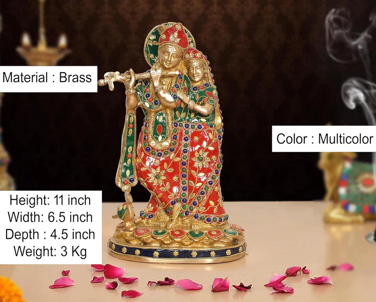 Brassaura® Brass Radha Krishna Idol | Height 11 Inches