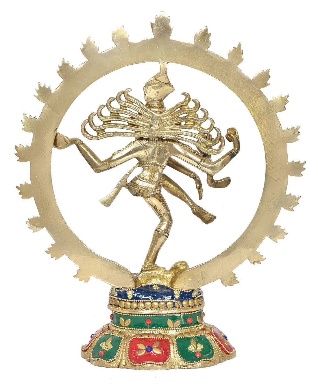Brassaura® Brass Shiva Nataraj Idol | 11.5 Inch Multicolor Dancing Shiva Statue | Handcrafted Brass Murti for Home & Office Décor