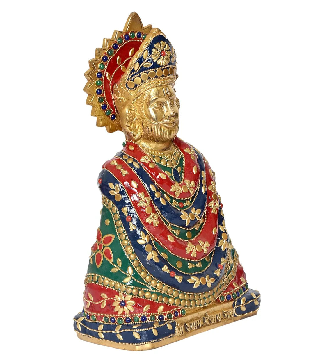 Brassaura® Brass Khatu Shyam Ji Statue | Height 11.5 Inches | Multicolor Baba Shyam Idol for Home & Mandir
