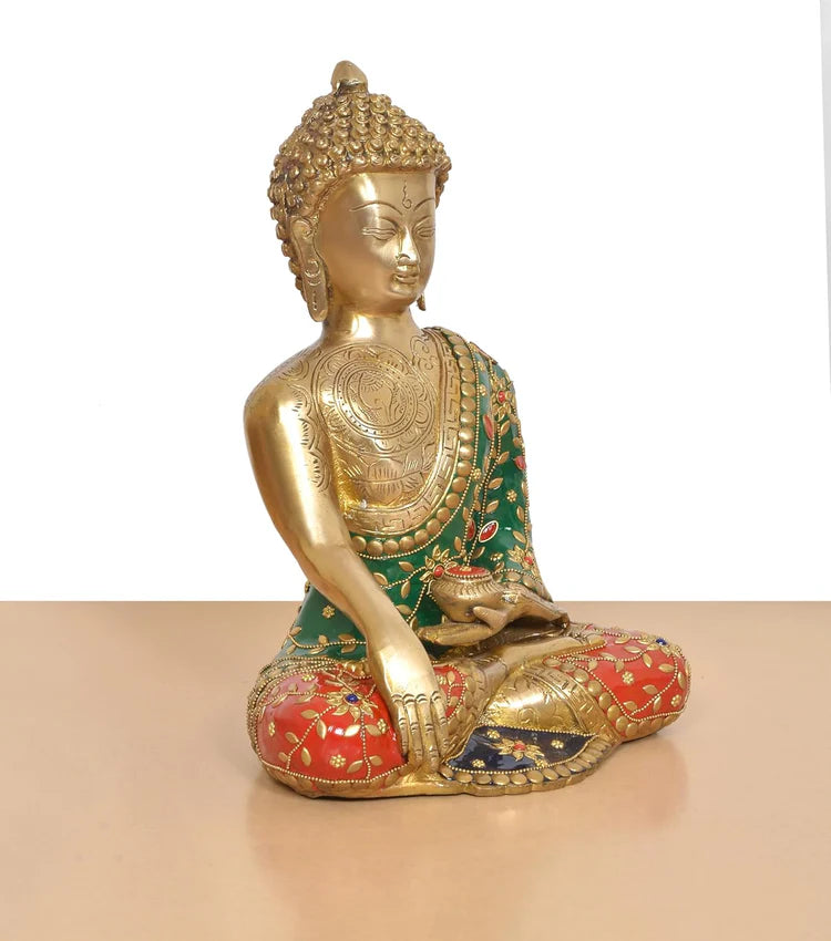 ब्रासोरा® वृंदावन वेणुगोपाल कृष्ण पीतल की प्रतिमा मोर के साथ | एंटीक नीला और सुनहरा रंग | ऊँचाई 20 इंच