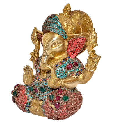 ब्रासोरा® वृंदावन वेणुगोपाल कृष्ण पीतल की प्रतिमा मोर के साथ | एंटीक नीला और सुनहरा रंग | ऊँचाई 20 इंच