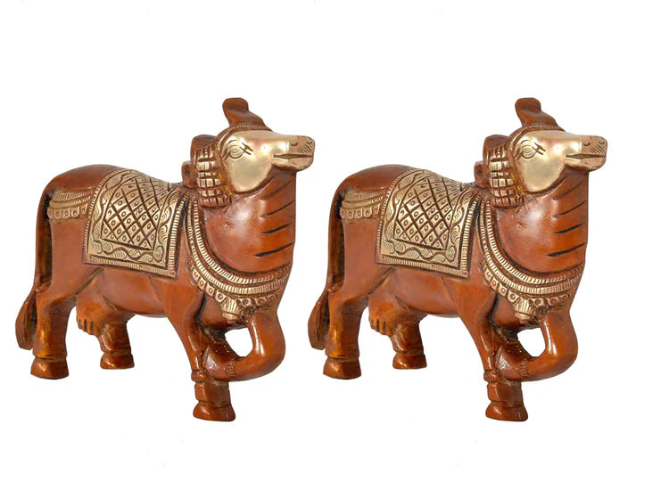 Brassaura® Brass Nandi Wall Hanging Pair | Height 4 Inches