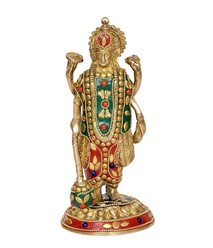 Brassaura® Brass Lord Vishnu Statue | Height 7.5 Inches