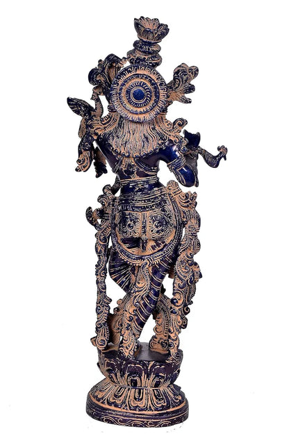 Brassaura® Brass Lord Krishna Idol Figurine | Height 14 Inches