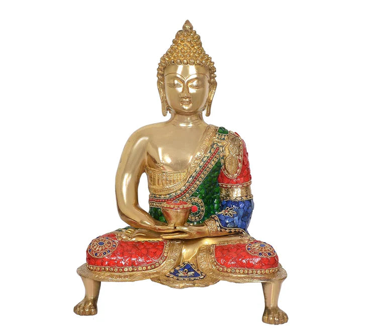 Brassaura® Brass Buddha Statue | Height 19.5 Inches
